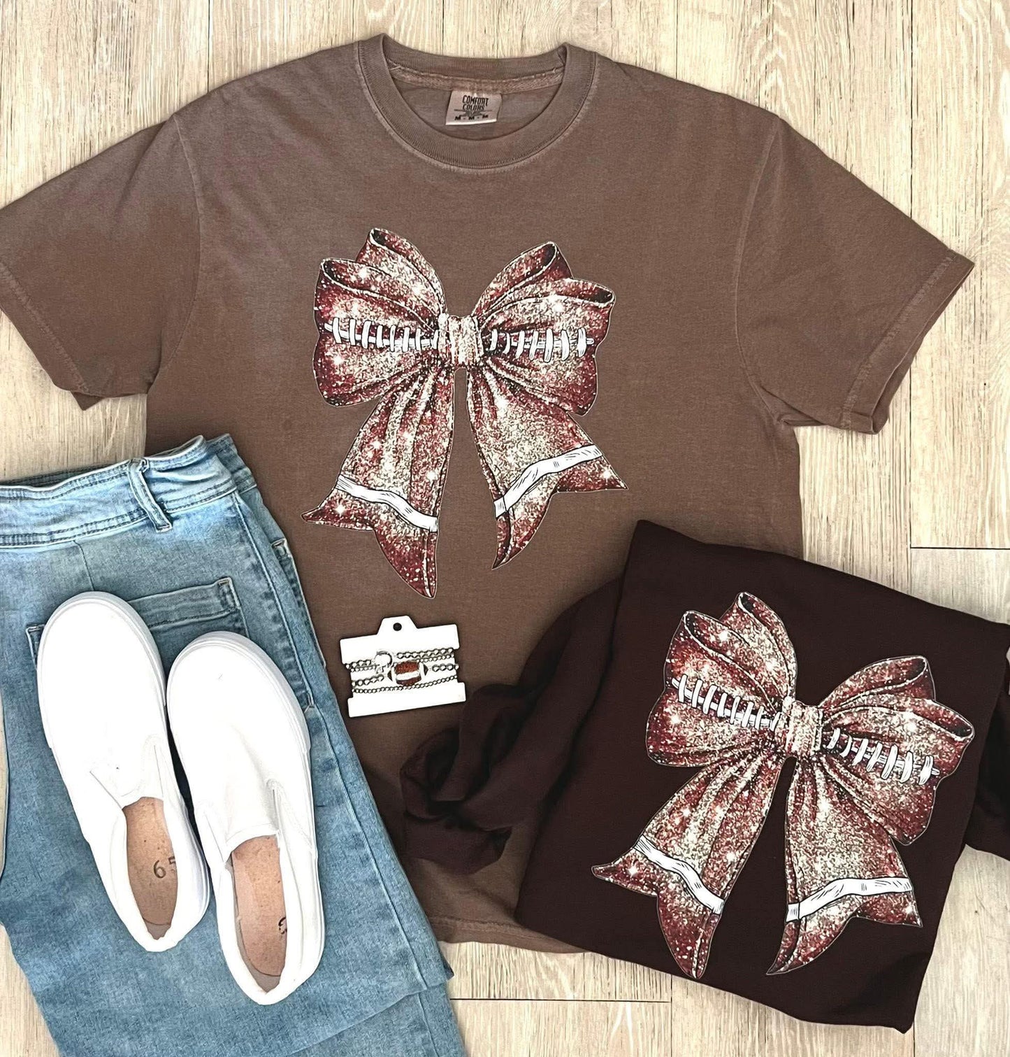 Sparkly Football Bow Shirt
