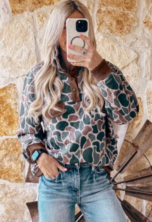 Camo Quilted Pullover