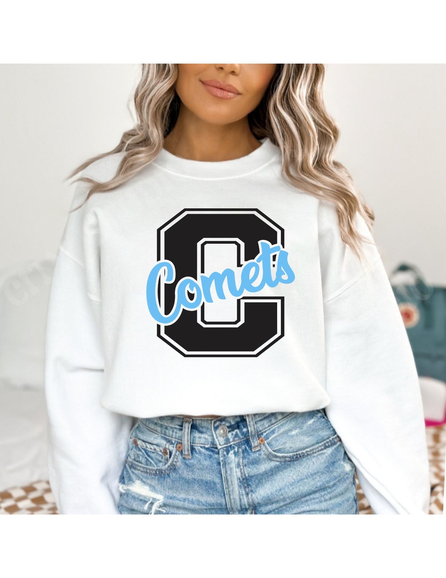 Block C With Blue Comets Apparel