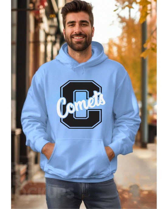 Block C With White Comets Apparel