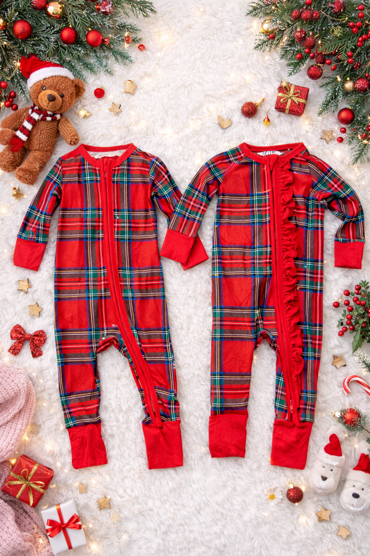 Christmas Plaid Boy & Girl Bamboo Sleeper