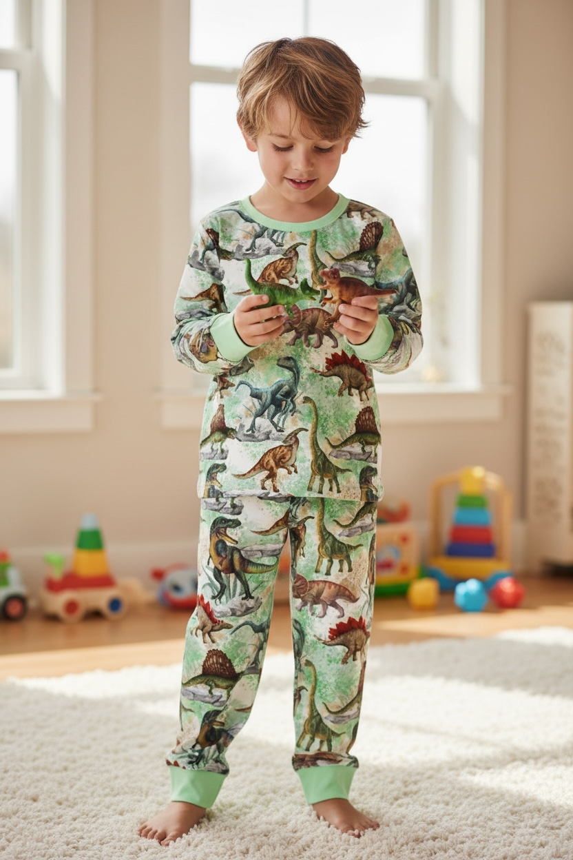 Dino Bamboo 2 Piece Long Sleeve Pajamas