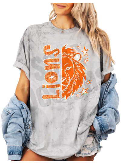 Lions Split Mascot Orange Apparel