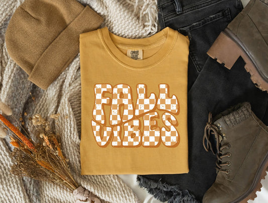 Checkered Fall Vibes Comfort Colors T-Shirt