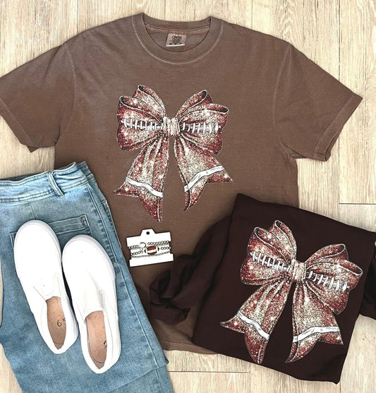 Sparkly Football Bow Shirt